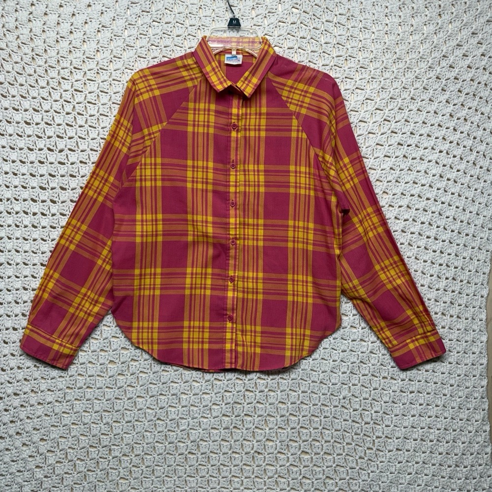 Vtg Wrangler Shirts Top Blouse Women M Pink Western Plaid Pearl Snap USA Made